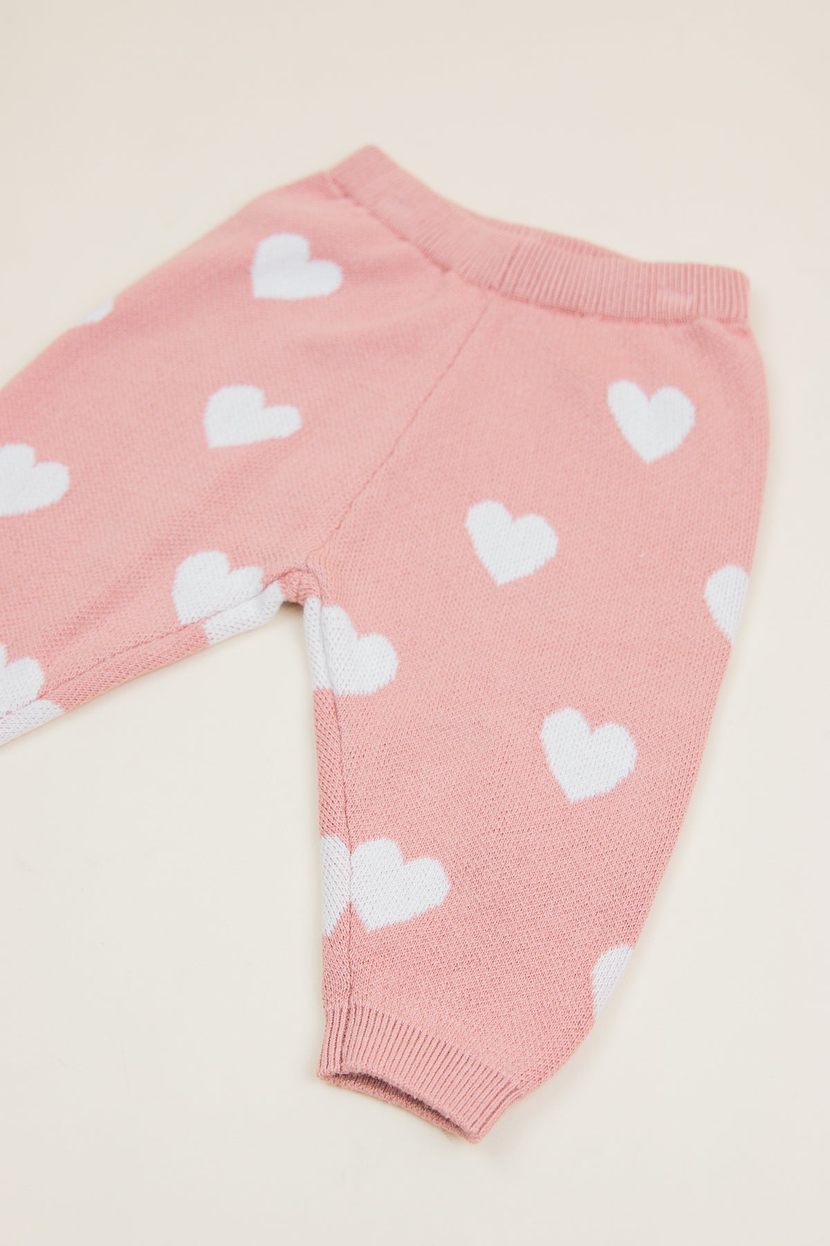 Heart Knit Pants Pink