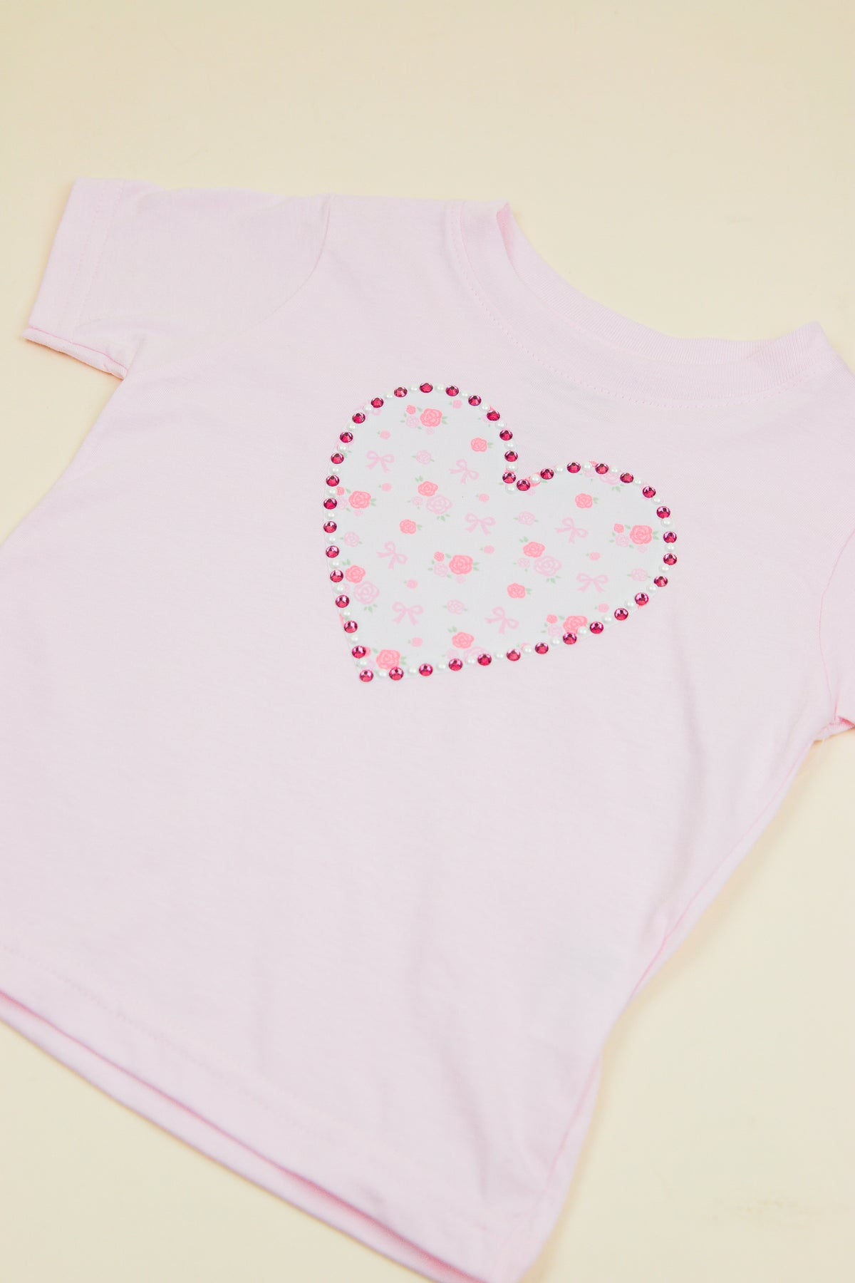 Dainty Rose Pearl Patch Heart S/S Tee