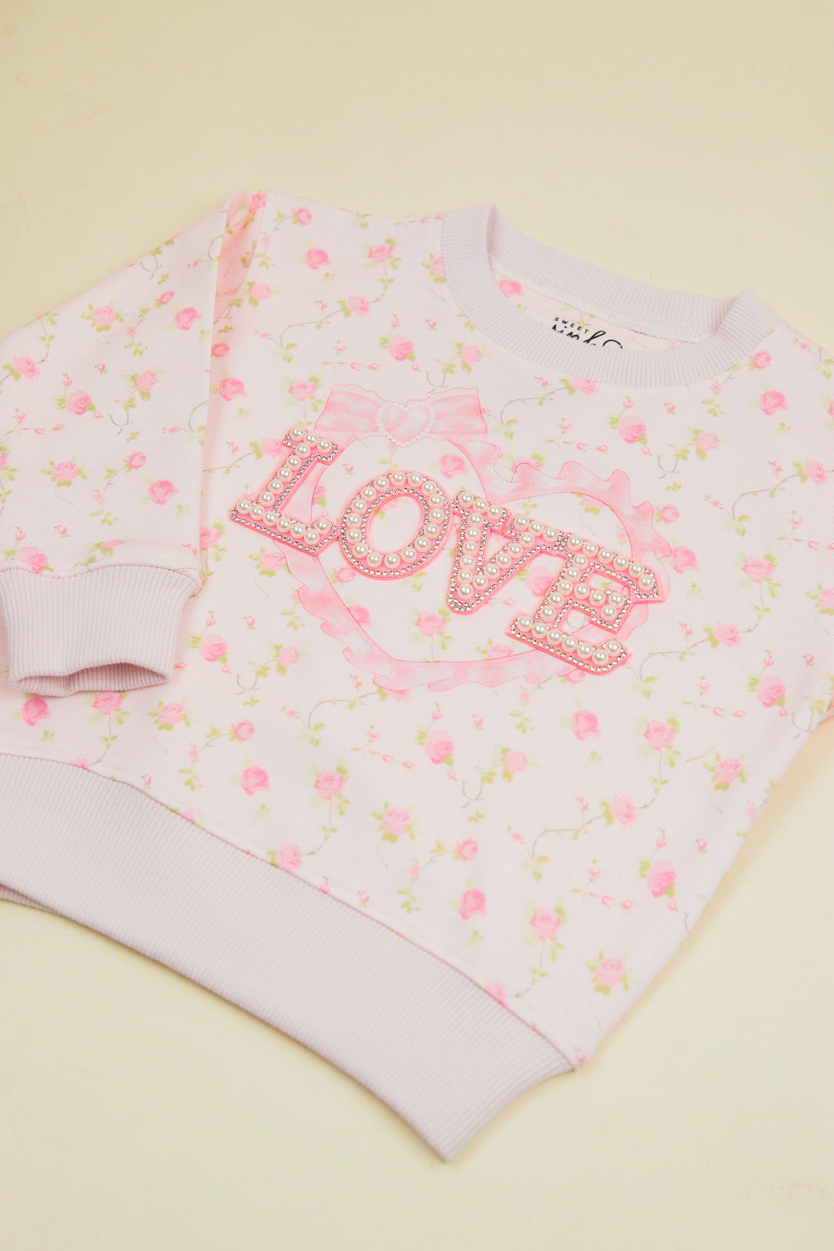 Pink Rose Love Patch Sweatshirt