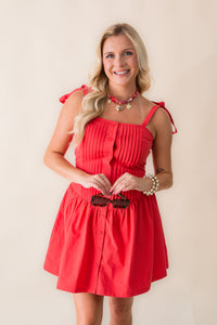 Canyon Pintuck Tie Mini Dress