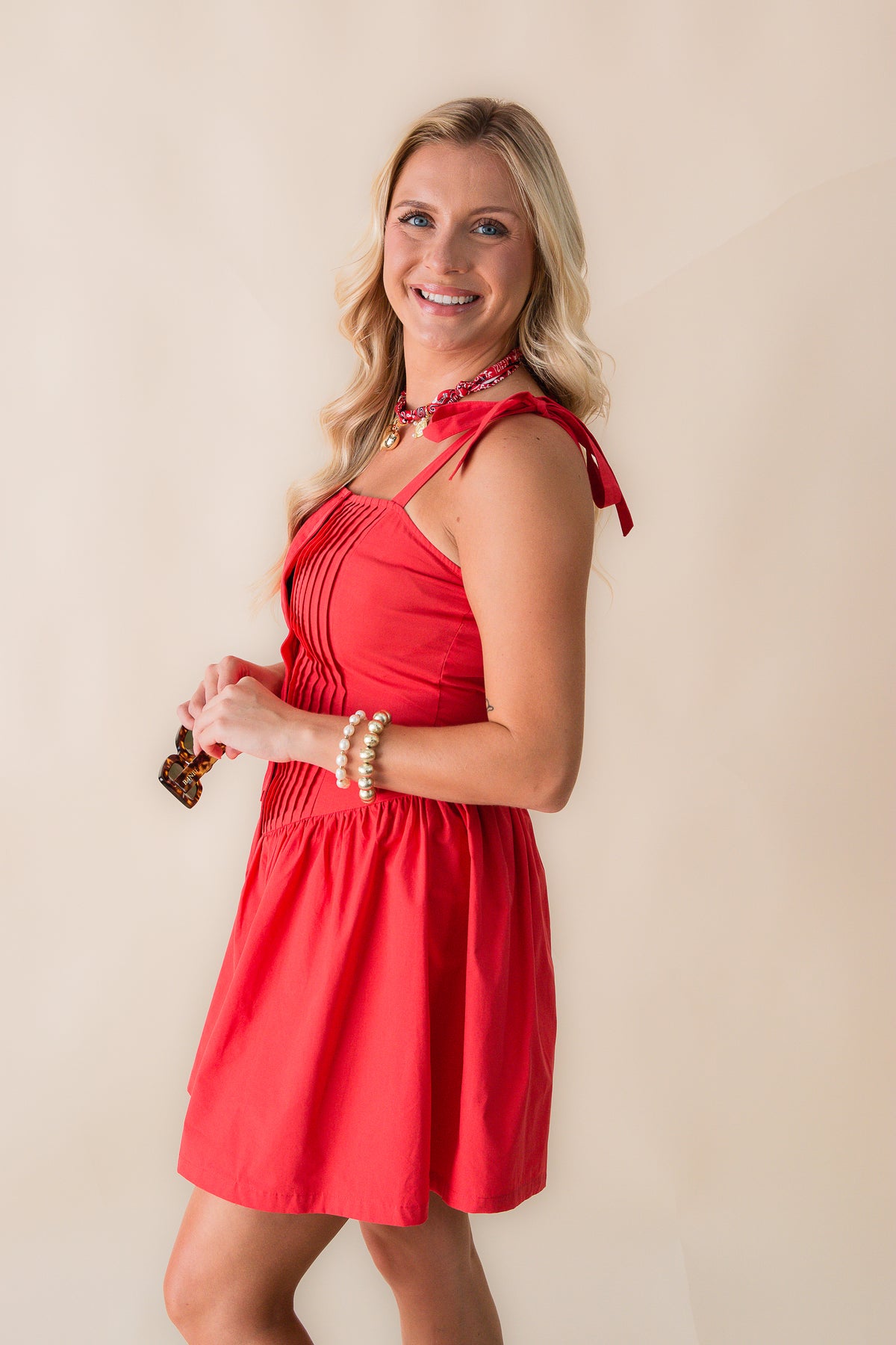 Canyon Pintuck Tie Mini Dress