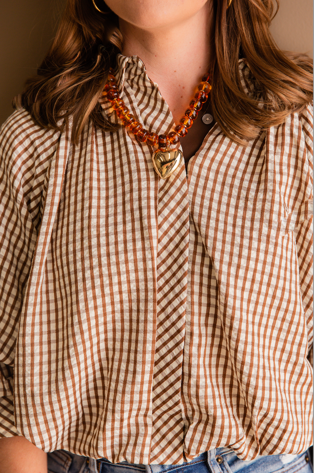 Amelia Heart Necklace Brown