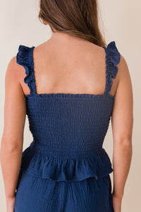 Breezy Lane Ruffle Strap Smocked Top