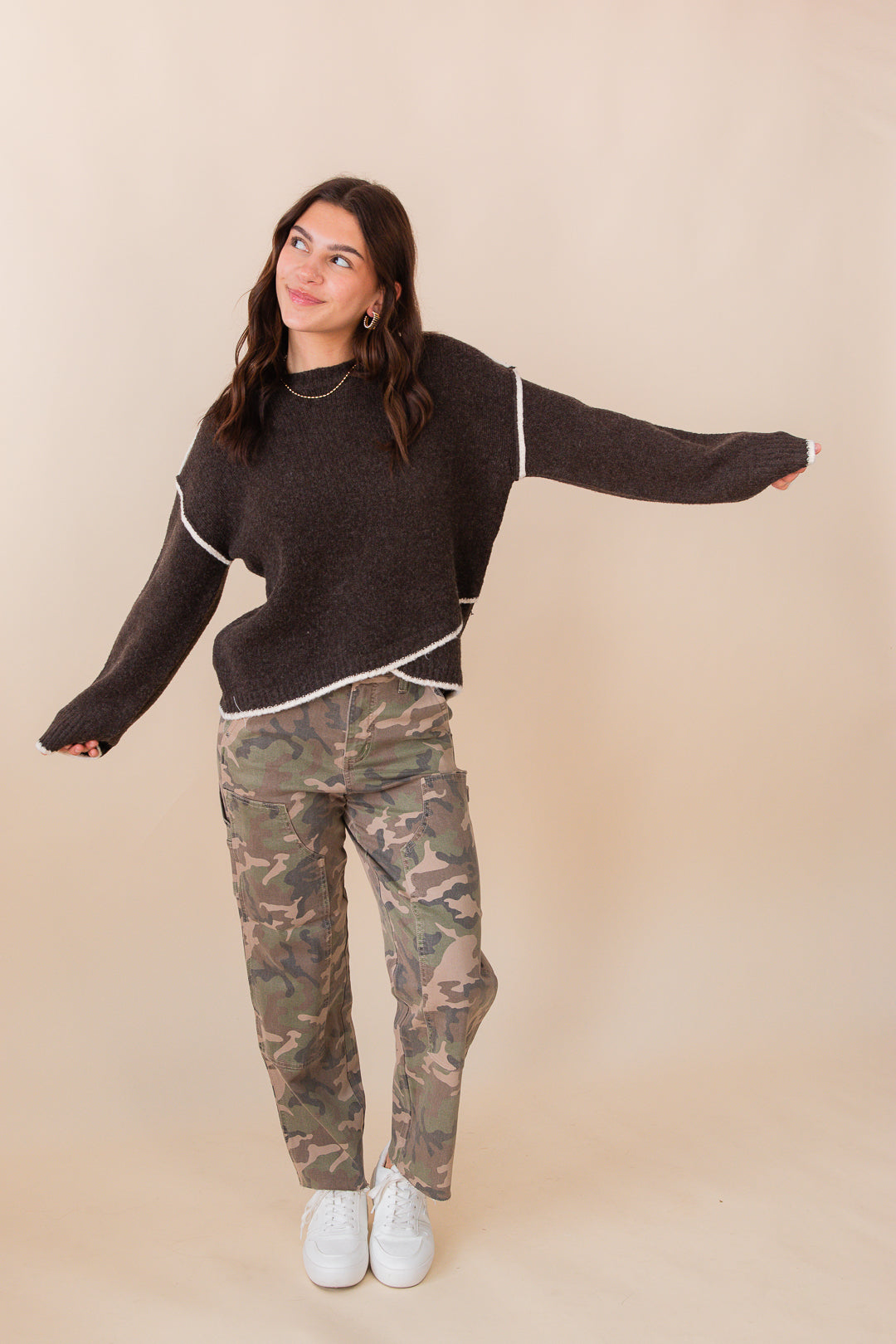 Juliet Contrast Detail Overlap Sweater