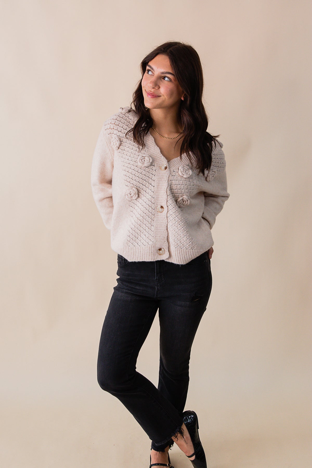 Rosetta Knit Flowers Cardigan