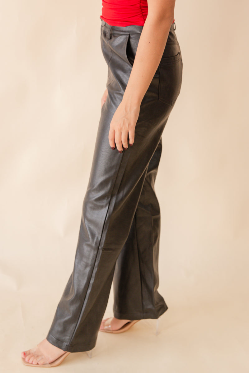 Rebel Seamed Vegan Leather Pants