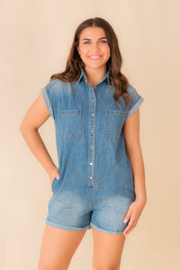 Marci Denim Button Down Romper