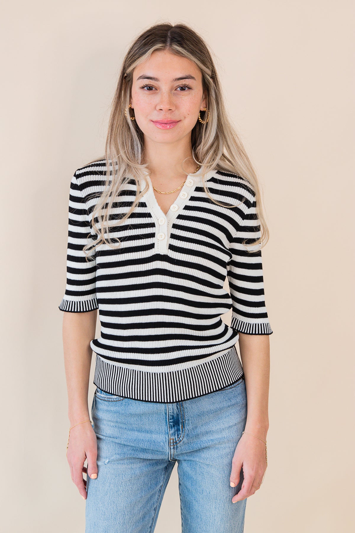 Alora Pullover Henley Knit Top