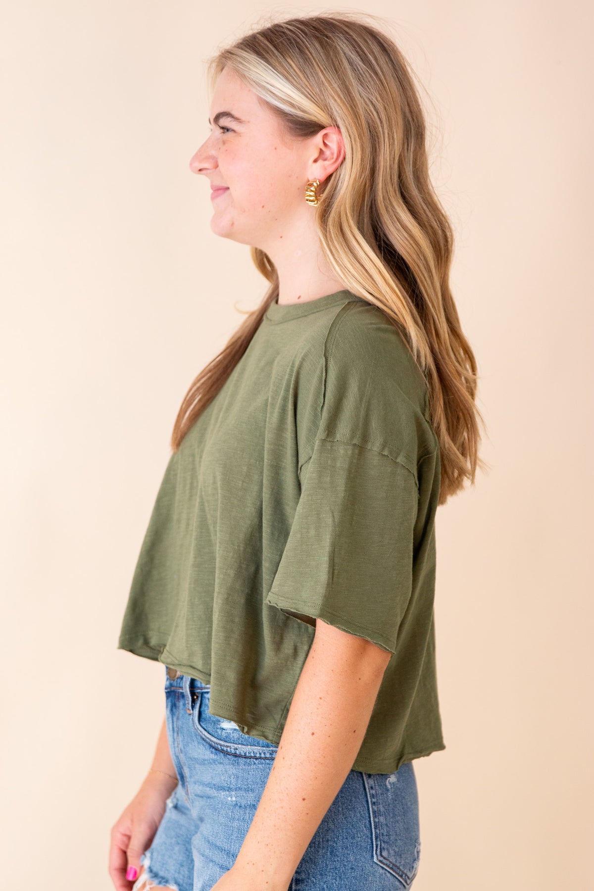 Cotton Short Sleeve Cropped Box Top