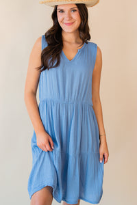 Abbie Crinkled Gauze Tiered Dress