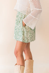 Palm Whispers Elastic Waist Mini Skirt