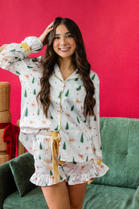 Christmas Tree Farm Satin PJ Set