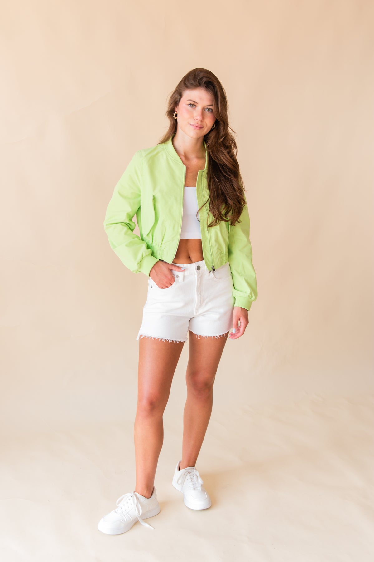 Clara Cropped Zip Up Bomber Jacket