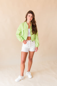 Clara Cropped Zip Up Bomber Jacket