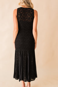 Journey Contrast Godet Lace Maxi Dress