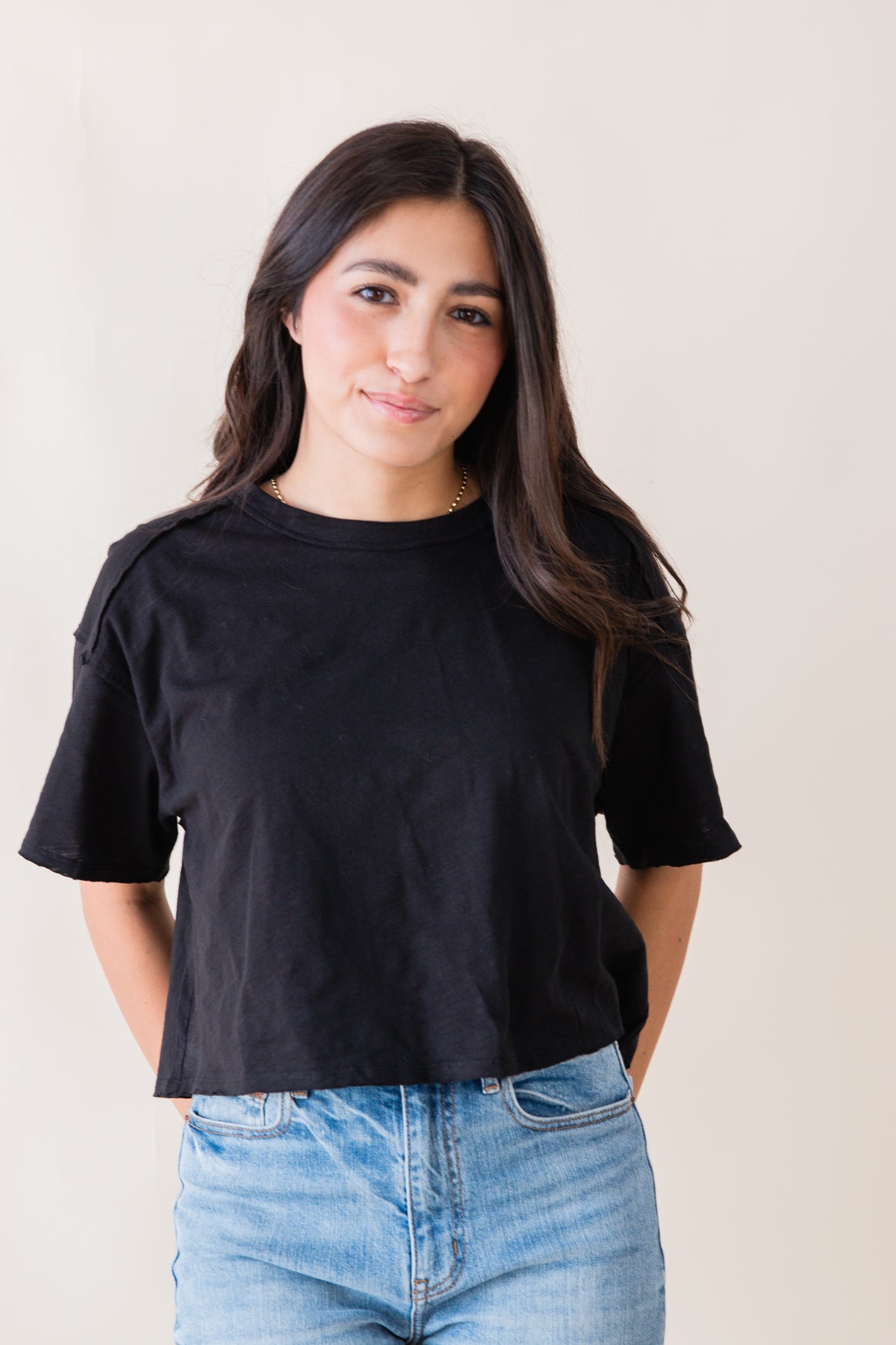 Cotton Short Sleeve Cropped Box Top