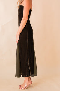 Midnight Oil Strapless Cntrst Maxi Dress