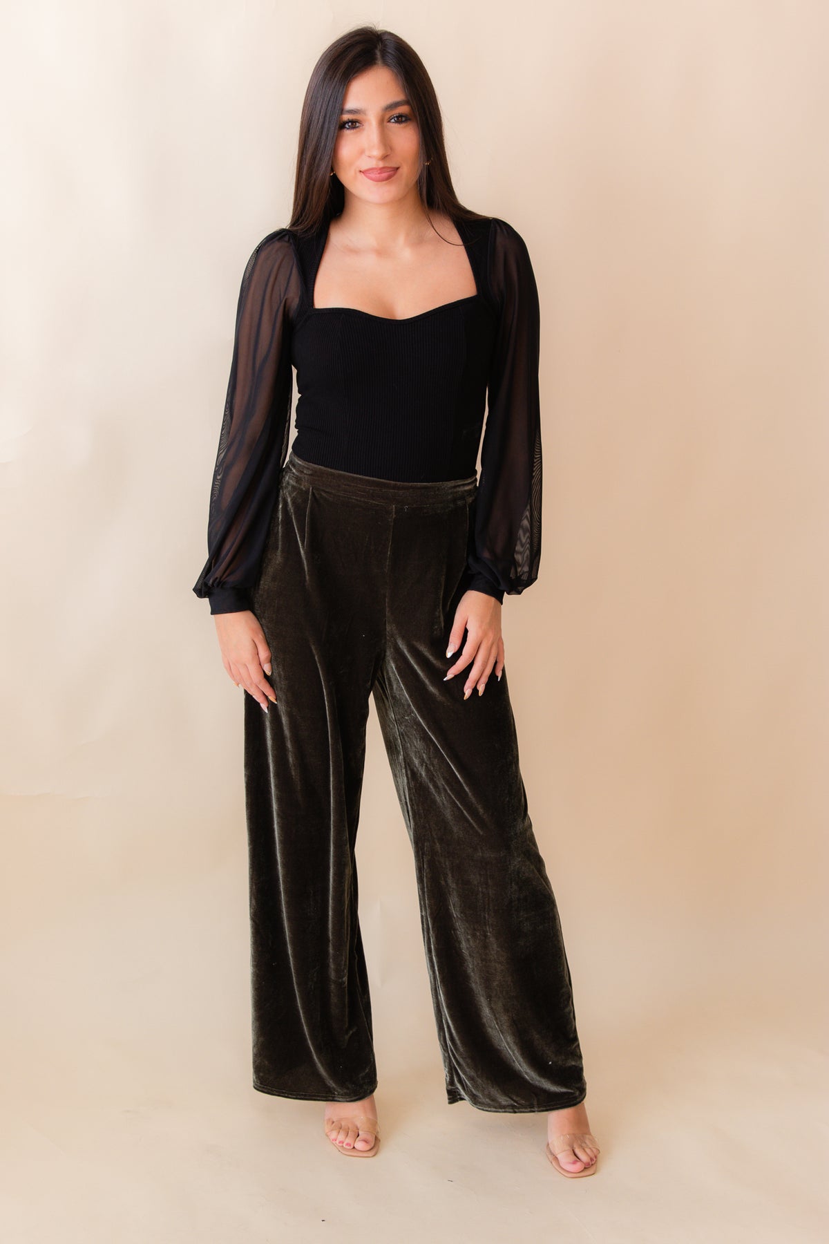 Midnight Oil Velvet Pleated Pants