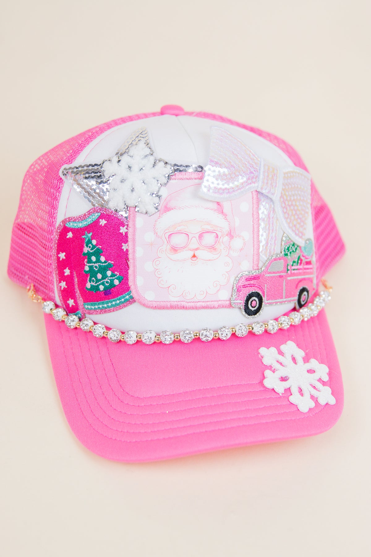 Custom Trucker Hat Sunglasses Santa