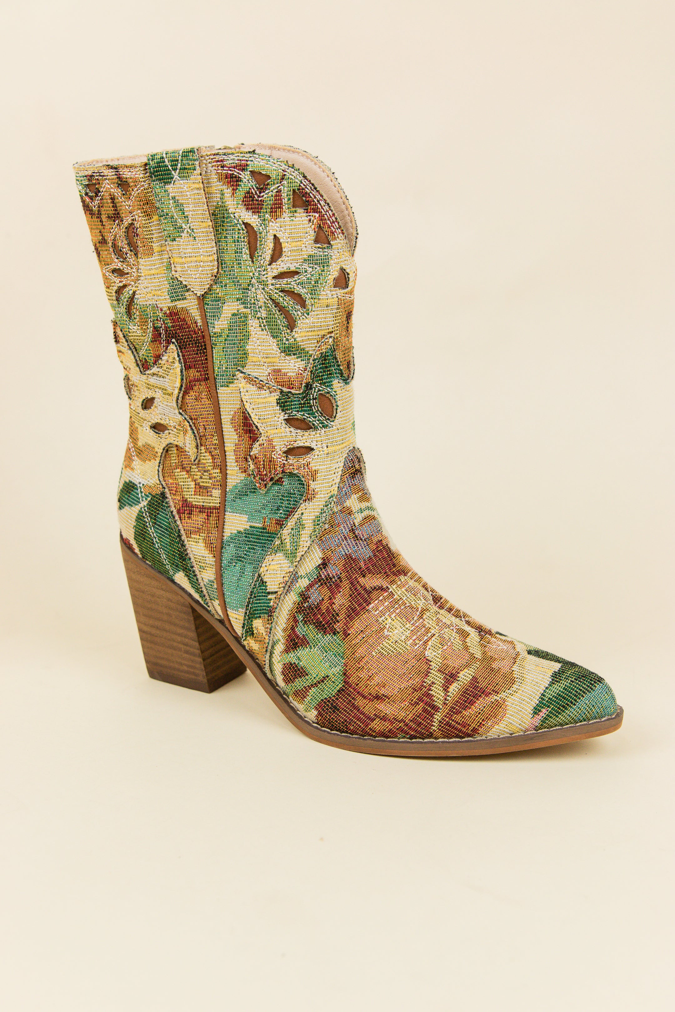 The Sorrel Floral Tapestry Western Bootie