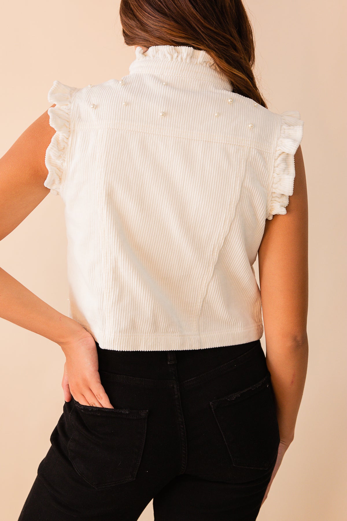 Dreamy Pearl Ruffle Vest
