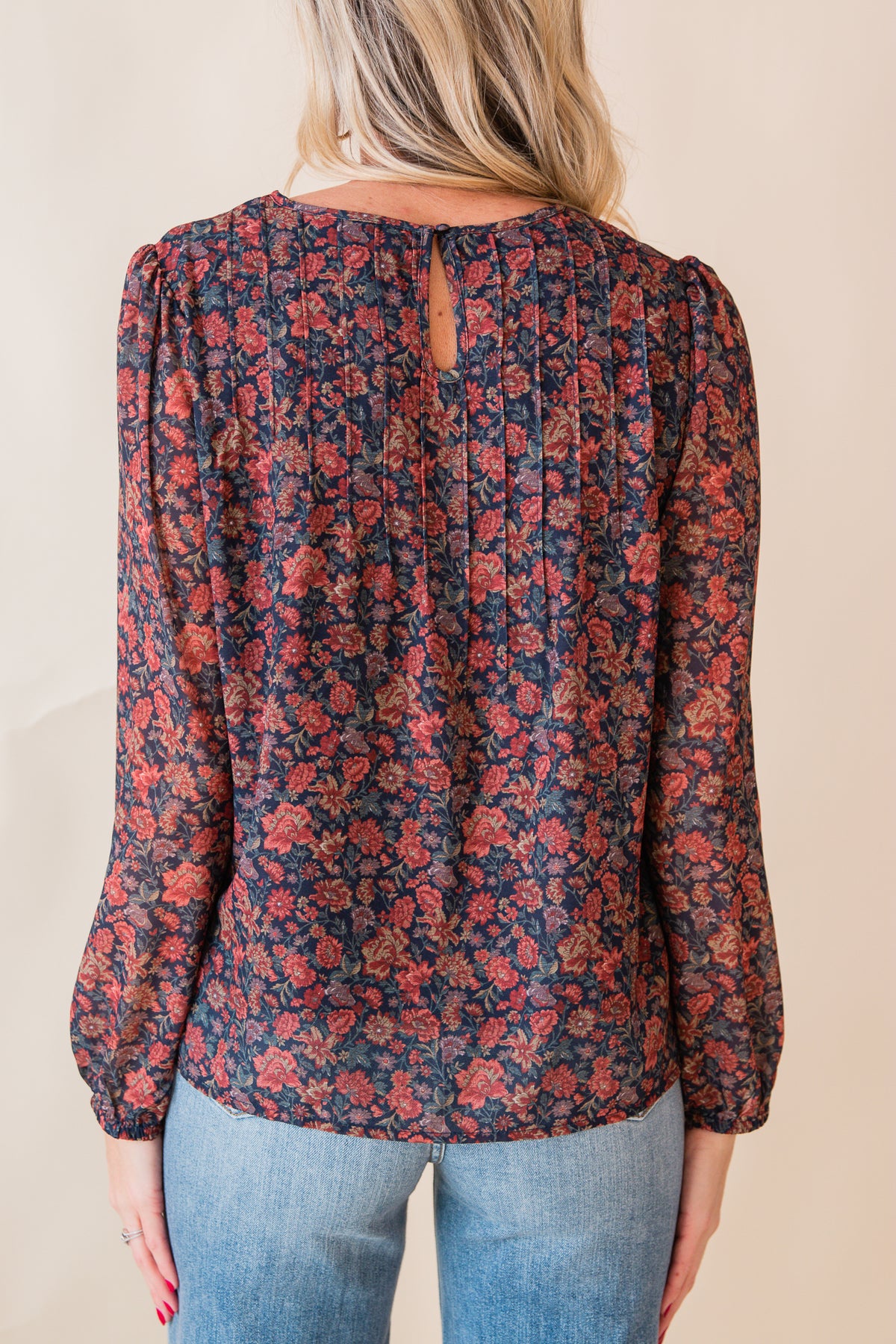 Britt LS Pin Tuck Blouse