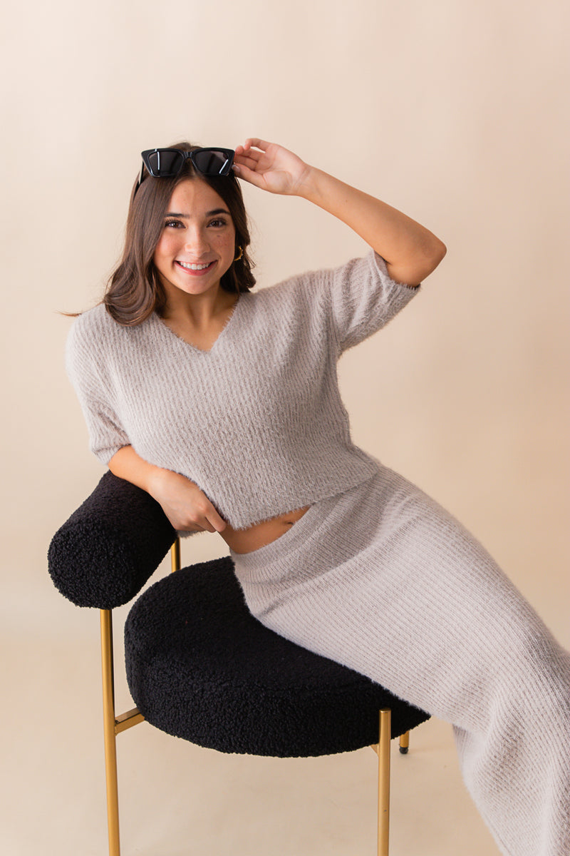 June Fuzzy Top & Midi Skirt Two Piece