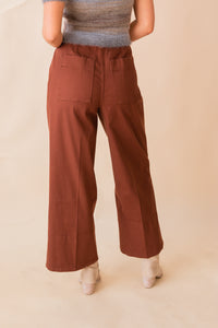 Stretch Twill Cropped Wide-Leg Pant