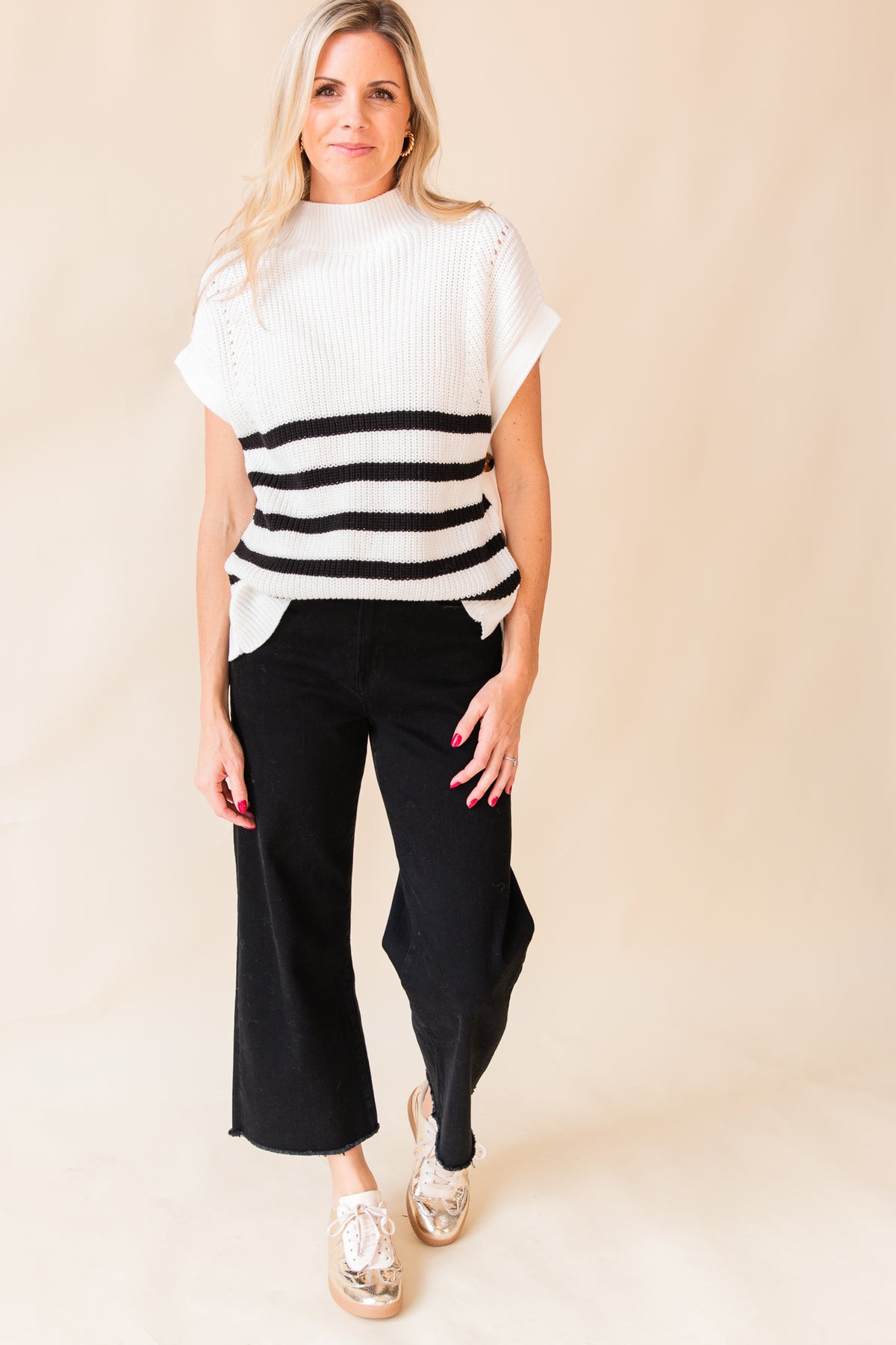 Striped Chimney Knit Top