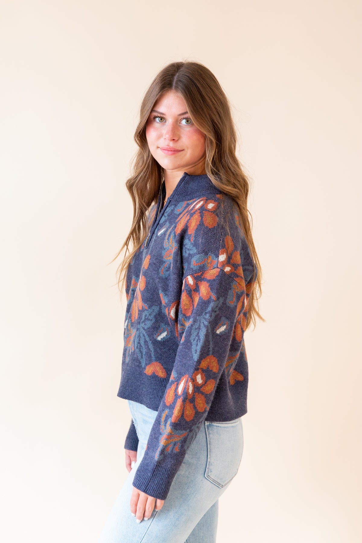 Twice the Love Half Zip Sweater