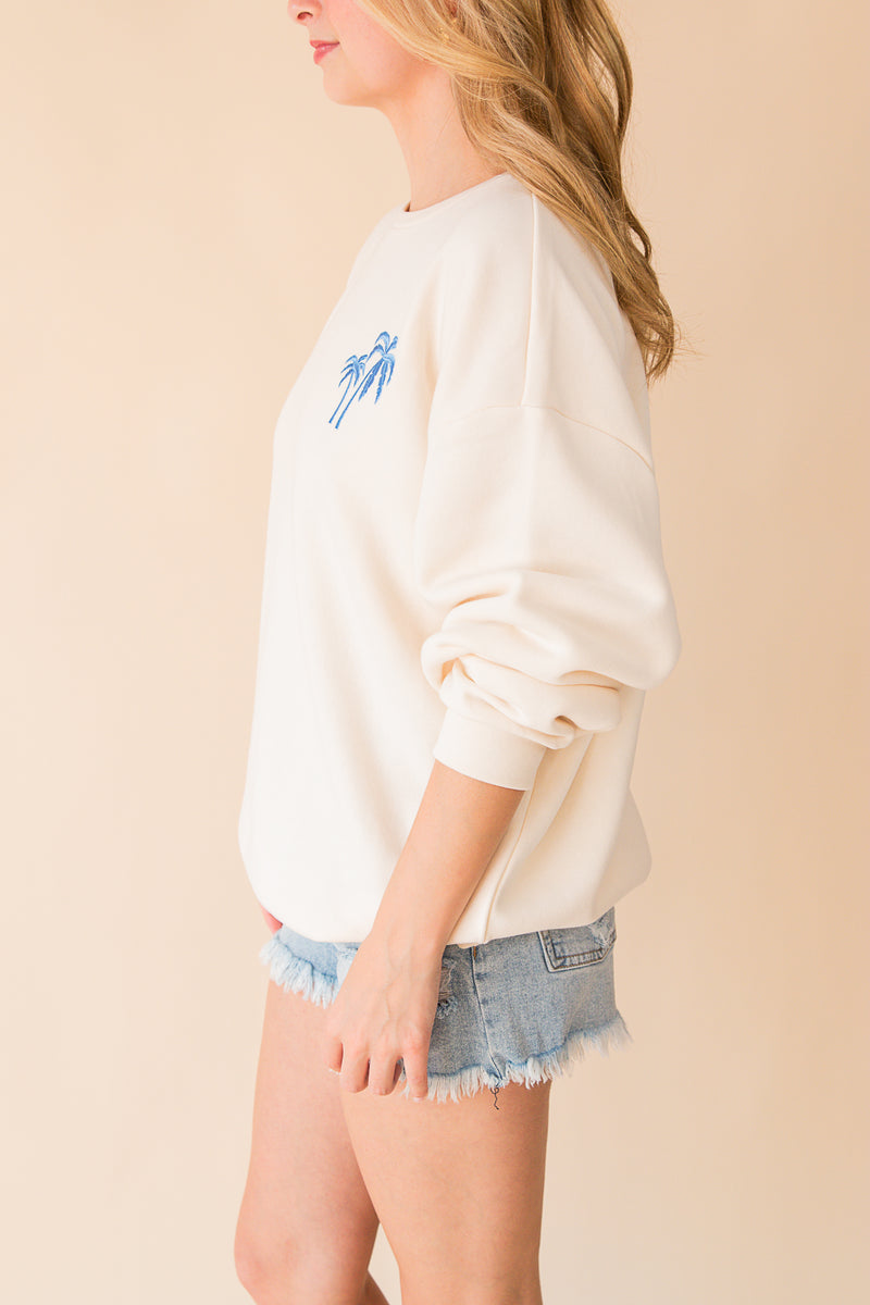 Coconut Embroidered Crewneck