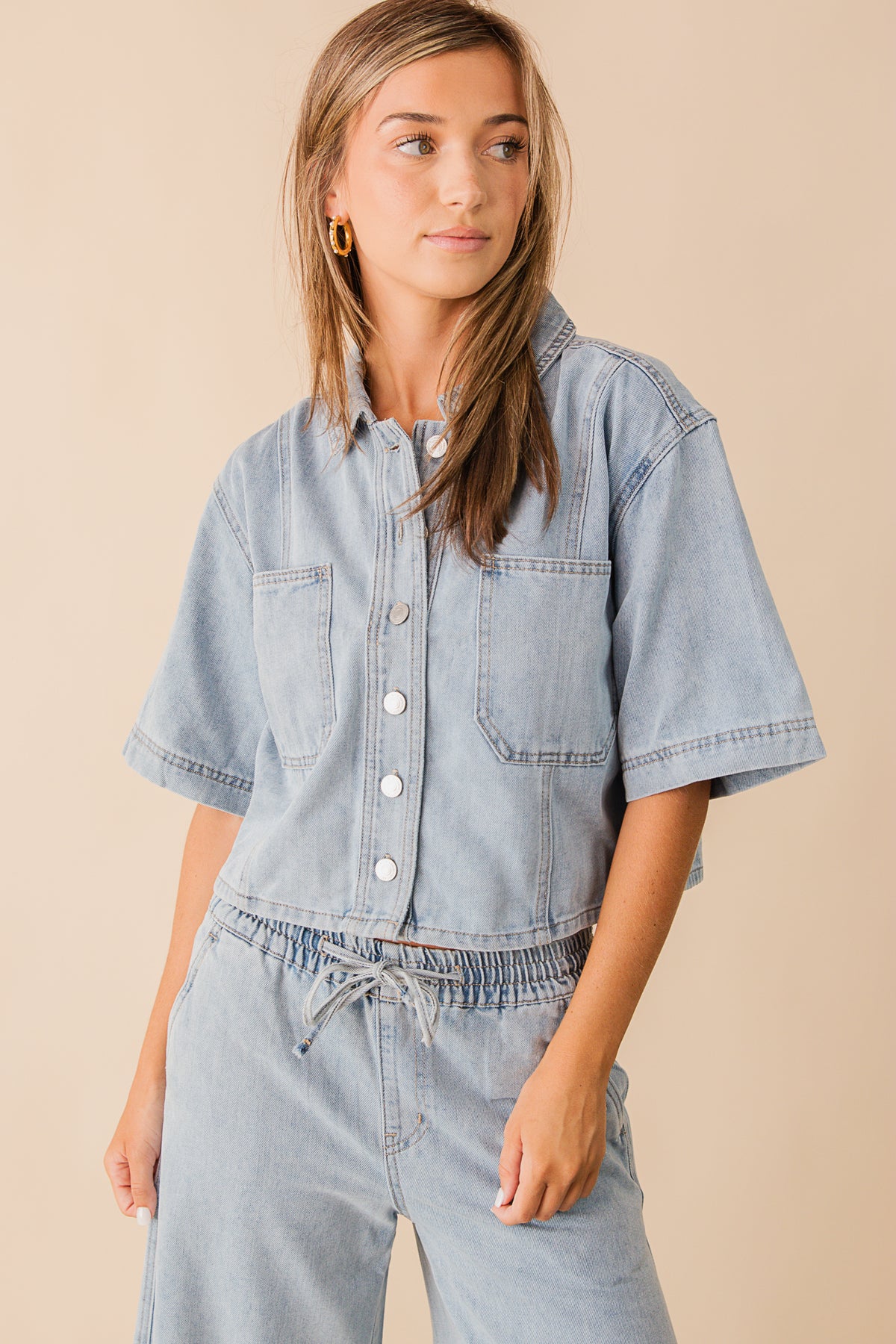 Sandra Cropped Denim Shirt