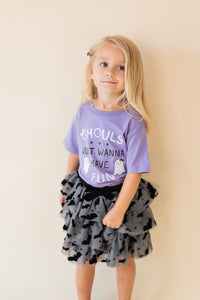 Flocked Bats Halloween Bow Tiered Tutu