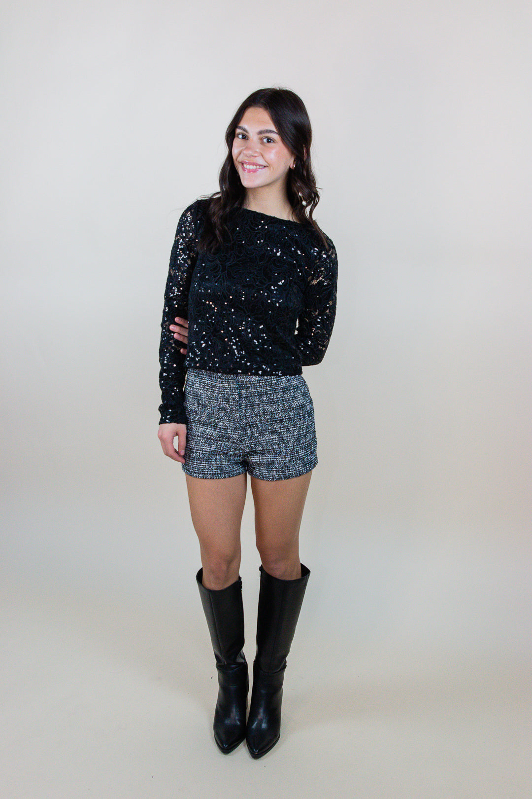 Black Diamond Lurex Stretch Tweet Short