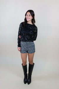 Black Diamond Lurex Stretch Tweet Short