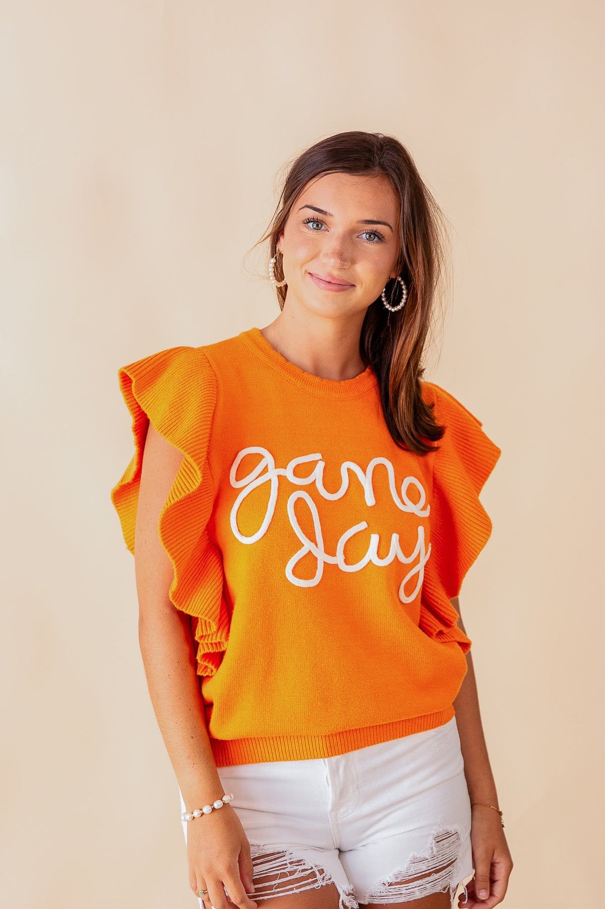 Ruffle Gameday Sweater Top