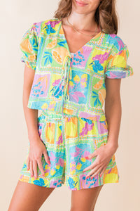 Mimosa Front Tie DTL S/SLV Top