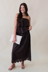 Double Vision Eyelet Midi Skirt