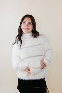 Martini Metallic Stripe Turtleneck Sweater