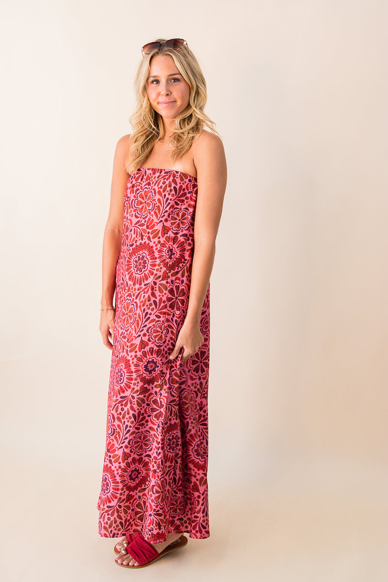 Suns Out Strapless Midi Dress