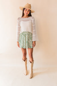 Palm Whispers Elastic Waist Mini Skirt
