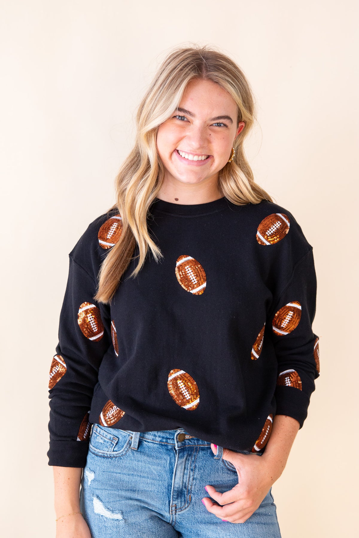 Sequin Football Sweatshirt