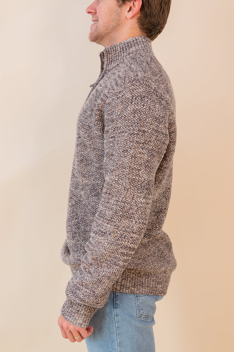 Stratton 1/4 Zip Marled Honeycomb Sweater