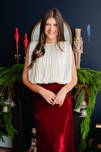 Amour Pleated Bubble Hem Top