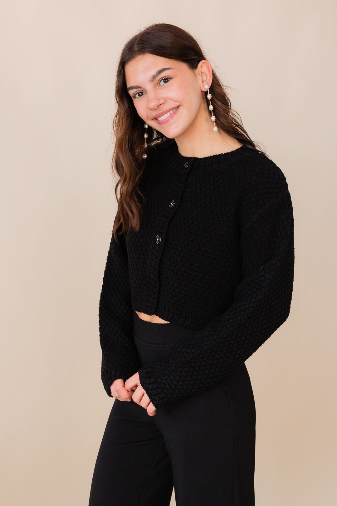 Odessa Waffle Stitch Button Front Cardigan