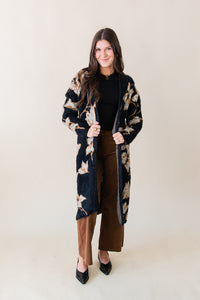 Emory Floral Intarsia Open Duster Cardi