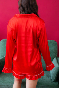 Season's Greetings Satin PJ Top