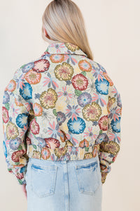 Retro Floral Cropped Jacket