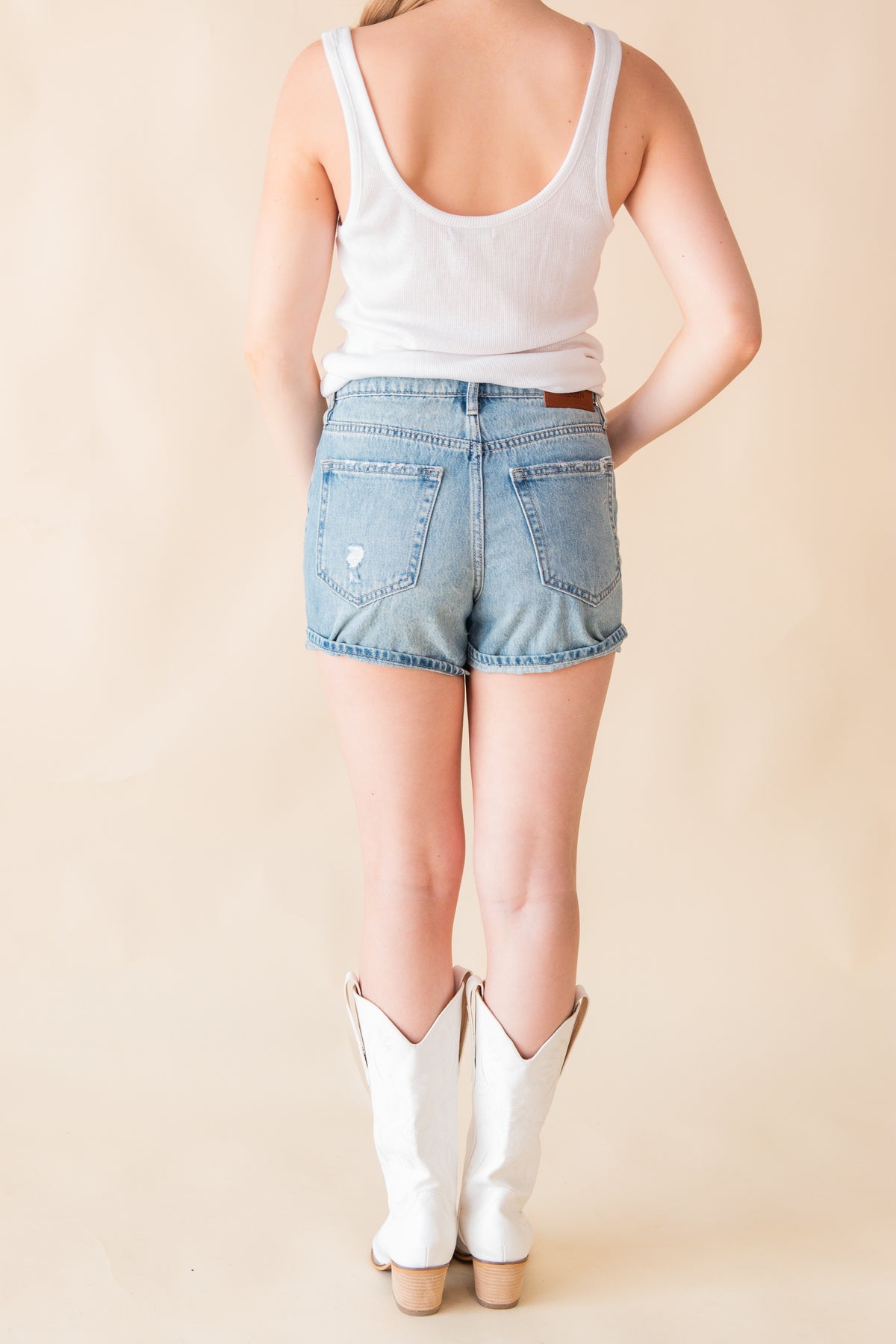 Riley High Waist Boyfriend Roll Up Shorts