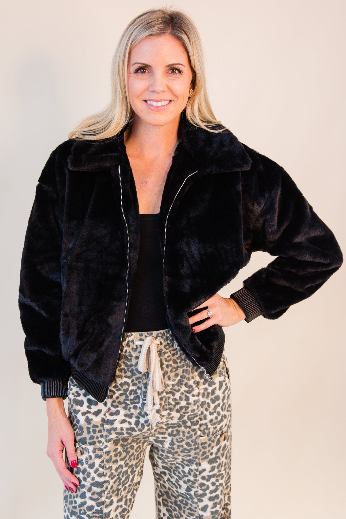 Daring Vegan Fur Zip Up Jacket